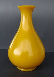 beijing glass yellow vase item 1342582