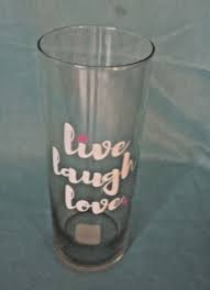 New Libbey Clear Glass Vase Live Laugh