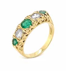 emerald diamond antique style ring