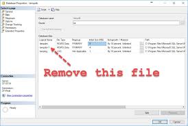sql server how to remove tempdb file