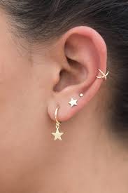 Star Hoop Earrings Star Earrings Silver Star Hoops Huggie