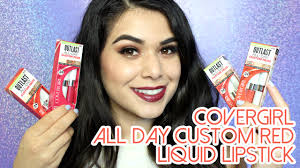 Covergirl Outlast All Day Custom Red Lip Colors Live Swatches Review