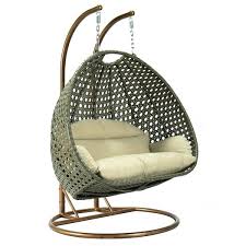 leisuremod beige wicker hanging 2 person egg swing chair taupe