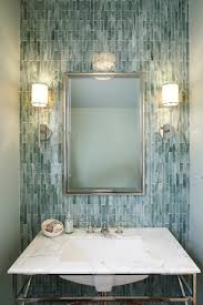 Blue Glass Tile Bathrooms Remodel