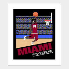 Miami Basketball 8 Bit Pixel Art Cartridge Design