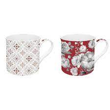 set 2 fine china mugs 300 ml in gift