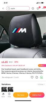 Bmw M Sport Car Headrest Towel Seat
