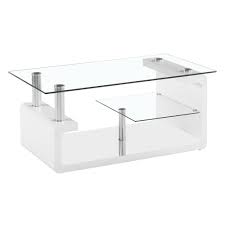 This is a great coffee table for any space. Elegant Two Tier Glass Coffee Table With High Glossy Base