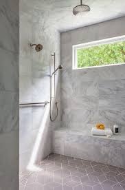 gray geometric shower floor tiles