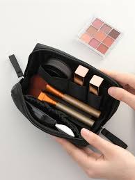 mini portable makeup bag black small