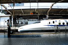 shinkansen bullet train in an