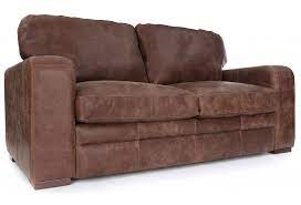 rustic leather 2 seater sofa bed from