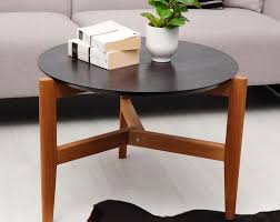 Oak Round Coffee Table With Wooden Legs