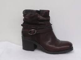 Details About Miz Mooz Leather Block Heel Ankle Boots Serenity Wine Size 37 6 5 7