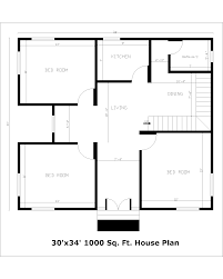 30 x34 1000 sq ft house plan 30