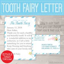 blue tooth fairy letter with envelope