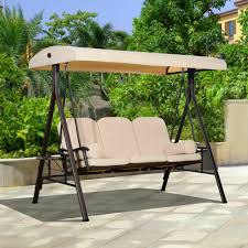 Outsunny 3 Person Bench Swing Beige