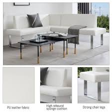 Gojane White Dining Bench With Back