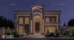 Modern luxury villa exterior design in Dubai | Algedra Interior Design gambar png