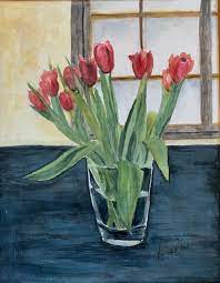 Tulips In A Glass Vase Karin Minshull