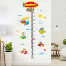 Cartoon Kids Height Chart Wall Sticker Growth Measure Ruler Decal Waterproof Wallpaper Nursery Kids Playroom Home Decoration