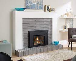 Painted Gray Brick Fireplace Simple