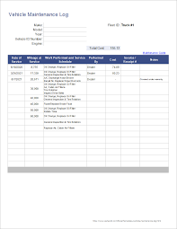 vehicle maintenance log template for excel