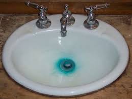 blue green stains on bathroom fixtures