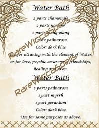 Magick Recipes For Elemental Water Bath For Wicca Spell Book
