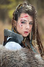 viking warrior woman with war makeup