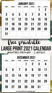 All 12 months of 2021 on a single page. Free Printable Large Print 2021 Calendar 12 Month Calendar Lovely Planner