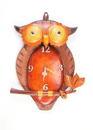 Genuine Leather Brown Owl Clock Wall