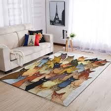 colorful cat rectangle area rug