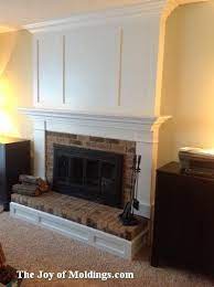 fireplace mantel installed over brick