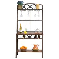bakers rack with stemware hangers and