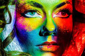 Girl Eyelashes Closeup Multi Colored