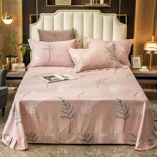 light pink printed bed linen