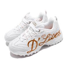 Details About Skechers D Lites Glitzy City White Rose Gold Women Lifestyle Shoes 13165 Wtrg