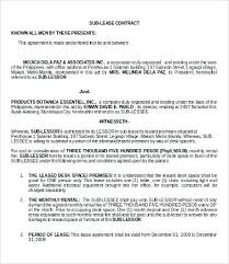 Free Sublease Contract Template Agreement Lease Forms Pdf