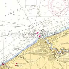 Ohio Lorain Lake Erie Nautical Chart Decor