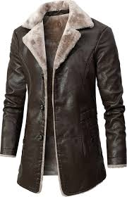 Huffa Faux Leather Coats For Men Winter