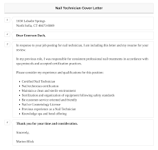 nail technician cover letter velvet jobs