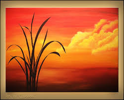 Sunset Palm Landscape Abstract Art