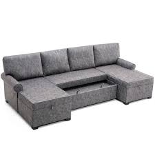 U Shaped Fabric Storage Sofa Bed