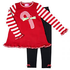 Good Lad Toddler Thru 4 6x Girls Red And White Striped Christmas Holiday Sweater With Candy Cane Applique And Knit Legging