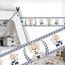 faixa adesiva para quarto de bebê floral 5mx10cm (cód. Faixa Adesiva Urso Principe Decoracao Menino Quarto Do Bebe Shopee Brasil