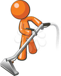 orange man with steam cleaner carpet