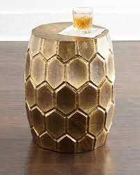Melisande Honeycomb Gold Garden Stool