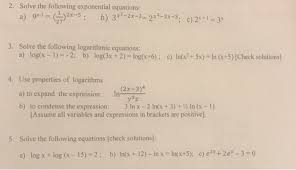 2 solve the following exponential