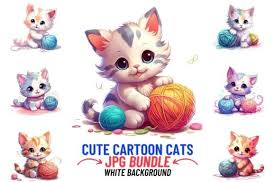 cute cartoon cats with yarn 12 jpg